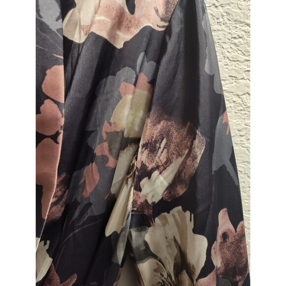 ONETHELAND Floral Chiffon Wrap Front Hi-Low Maternity Dress Large Grey Pink - Picture 2 of 3